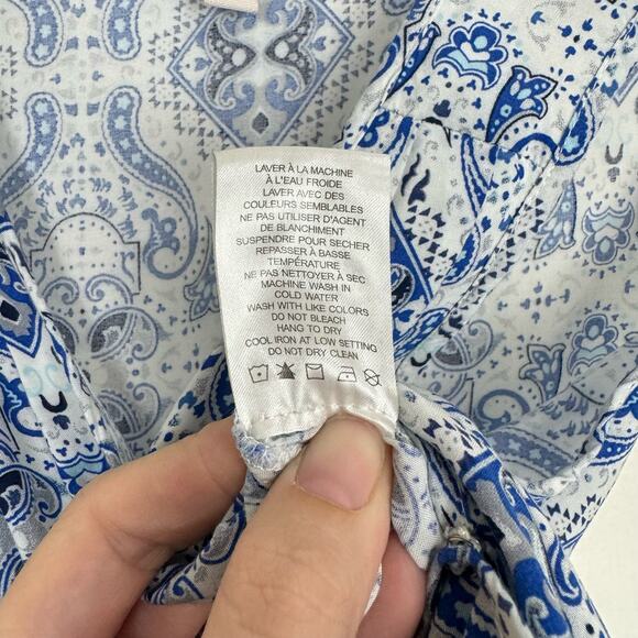 Eliane Rose Blue & White Print V-neck Splice Drawstring Sleeveless Jumpsuit - Picture 8 of 10